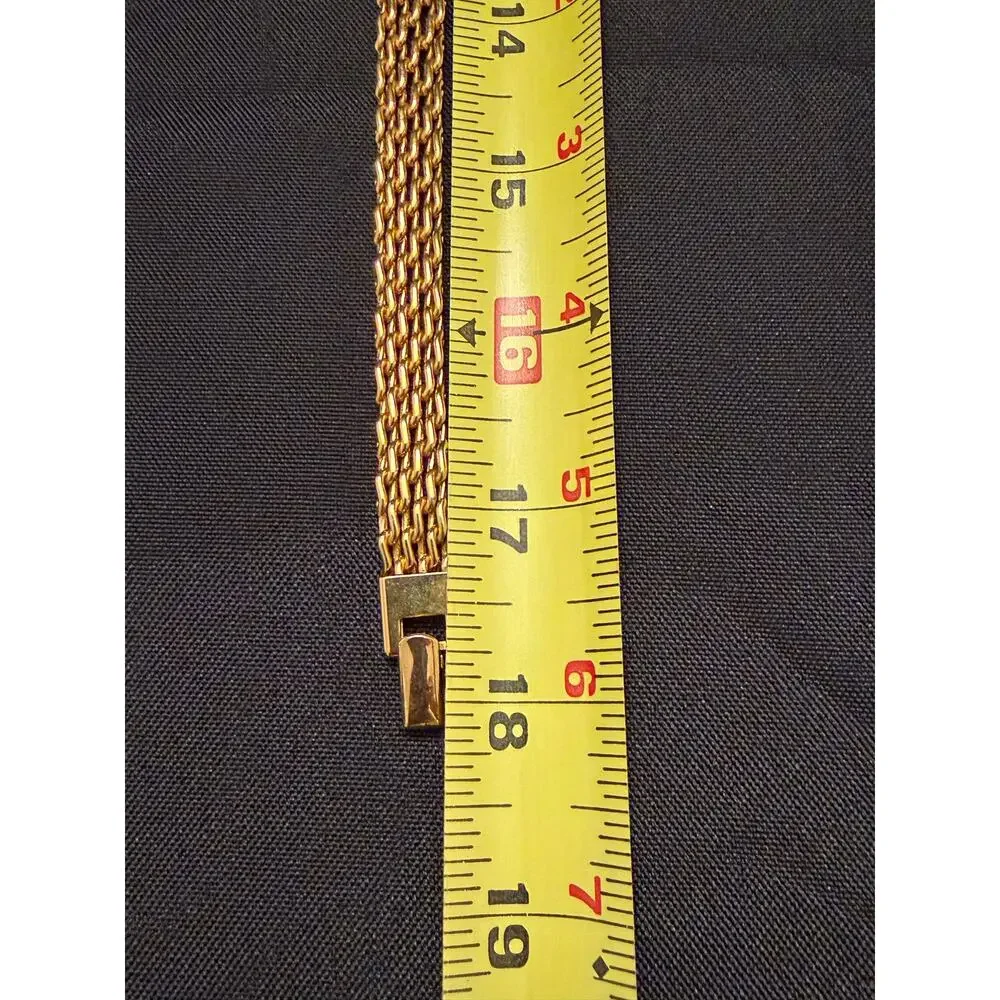 Vintage Gold-Tone Graduated Mesh Chain Choker Necklace MCM Statement Collar 18